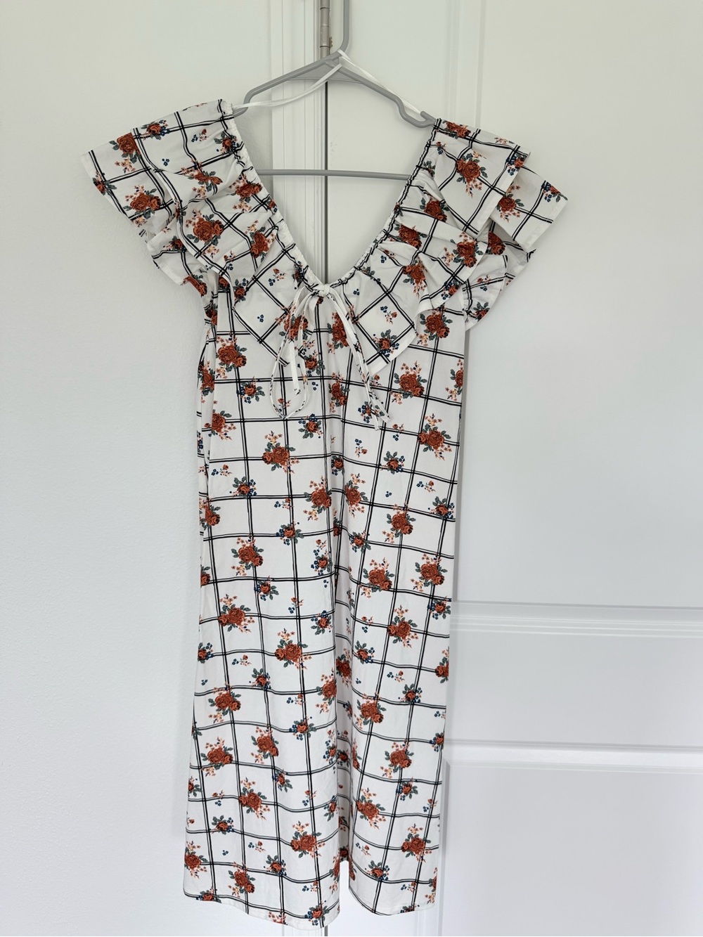 Zara White Floral Print Top with Black Label